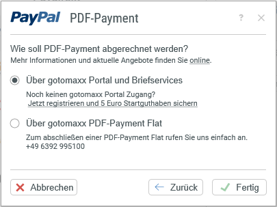 Einstellung zu Abrechnung PDF-Payment