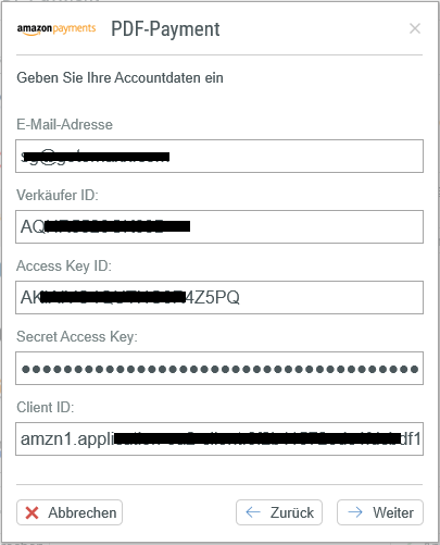 Amazon-Payments-Accountdaten hinterlegen