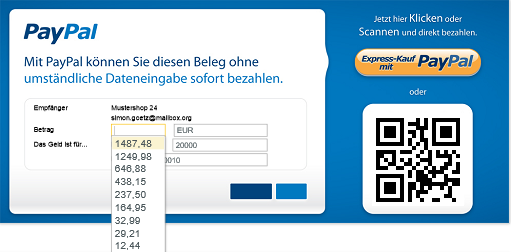 PDF-Payment-Zahlschein PayPal