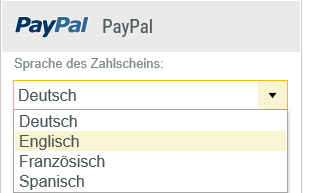 Sprachauswahl PDF-Payment PayPal