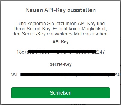 Neuen API Key