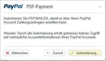 PDFMAILER mit PayPal-Account verbinden  