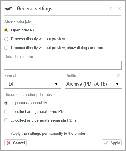 PDFMAILER Settings General