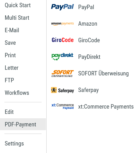 List of all Payment Provider