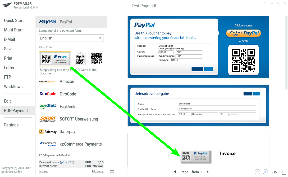 Drag & Drop Payment QR-Code