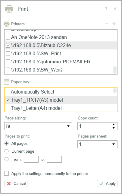 Settings Print