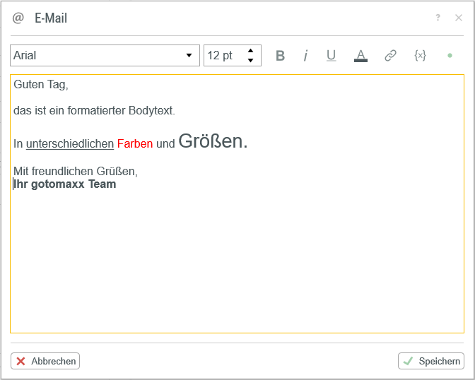 E-Mail Formatierung