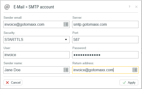 SMTP Account